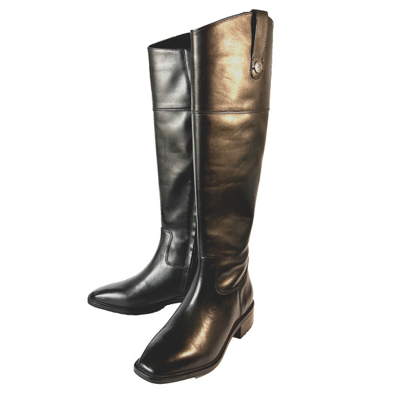 Sam Edelman Drina Boots Womens 5.5 Black Leather Knee High Riding Preppy - Picture 1 of 7